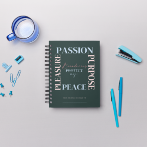 Boundaries Protect my Peace, Passion, Pleasure and Purpose Spiral Notebook - Dark Cover